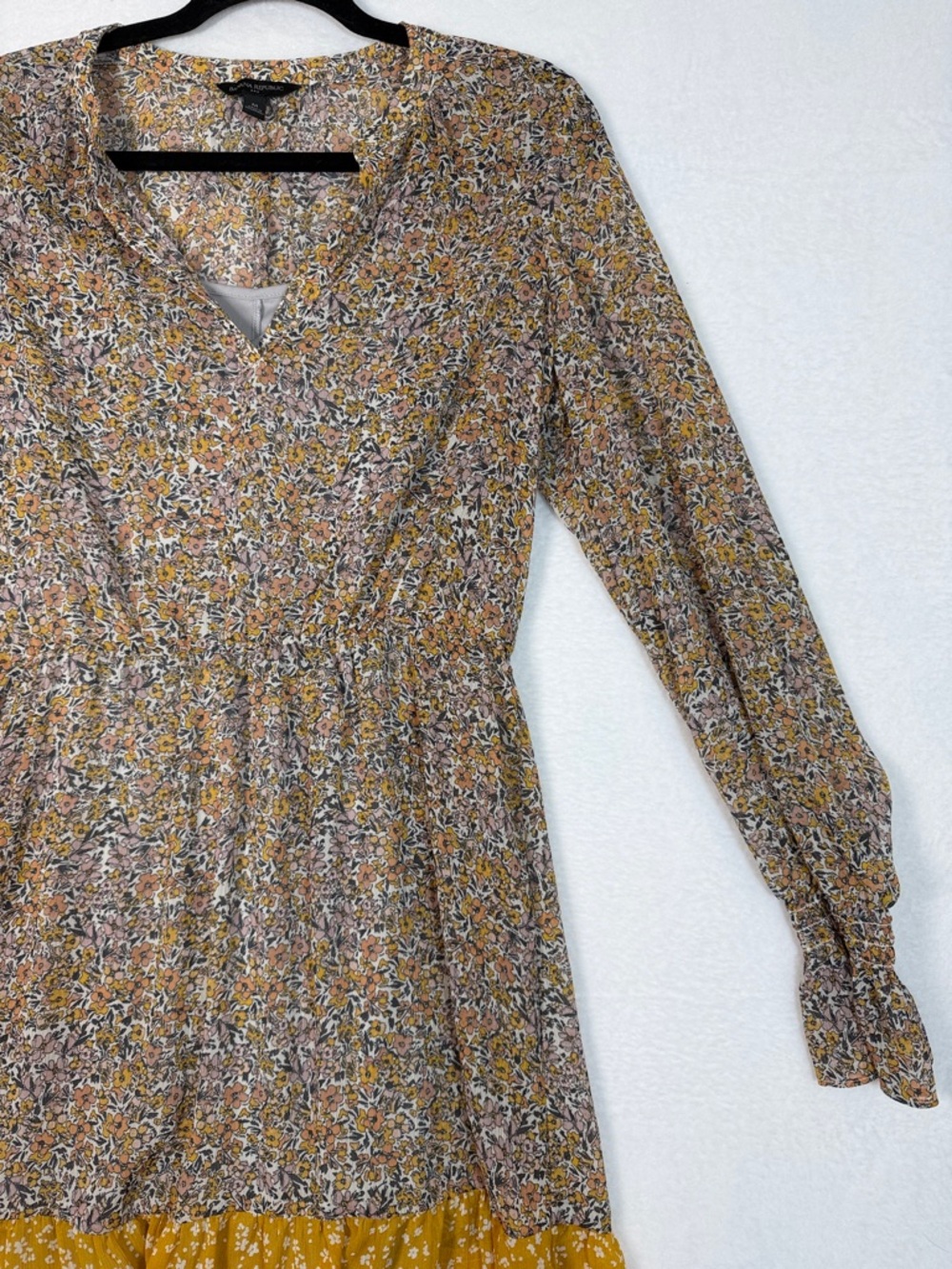 Women’s Banana Republic Fit & Flare Floral Tiered LongSleeve Smocked Waist Dress - Picture 6 of 10